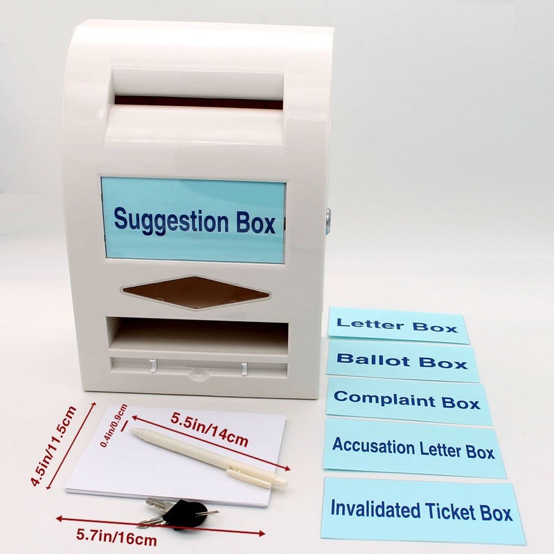 TEMEILI Lockable Privacy Suggestion Box - Wall Mount/Tabletop with Pen & 6 Replaceable Tags, Comment & Mail Box for Party, Office Multi-Use for Donation, Mail & Fundraising - Image 3